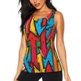 thumbnail image 1 of Balery Colorful Arrow Graffiti Pattern Camiseta sin mangas estampada ligera para mujer, tops de entrenamiento sin mangas, camisetas de yoga transpirables de secado rápido.-X-Large, 1 of 7