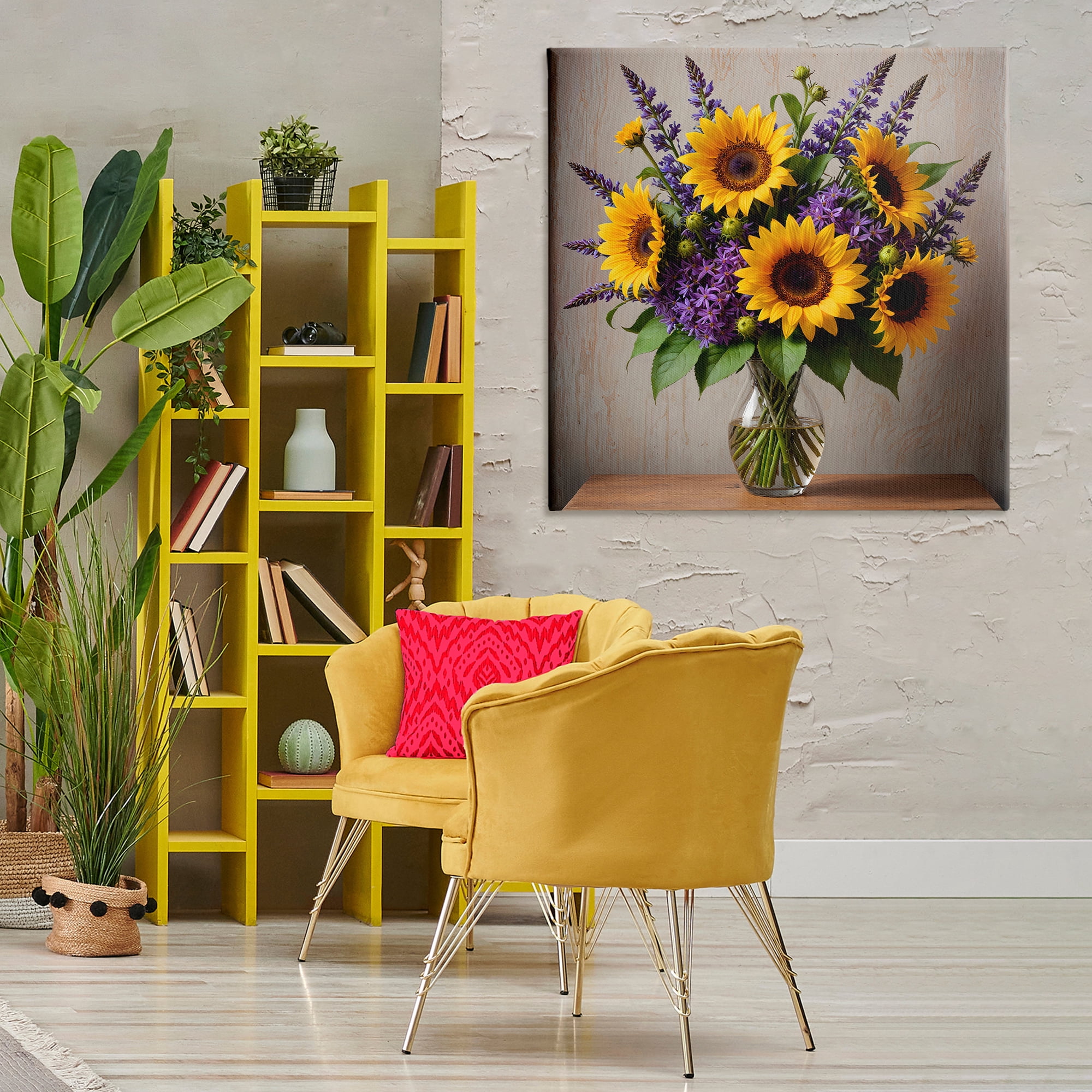 Stupell Industries Sunflower & Lavender Bouquet Plants & Flowers Painting Wrapped Canvas Art Print Wall Art, 36 x 36