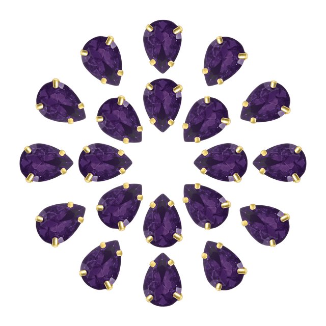 Unique Bargains 20Pack Teardrop Sew on Rhinestone - 10x7mm Glass Teardrop Crystal Rhinestones in Gold Prong Setting (Dark Purple)