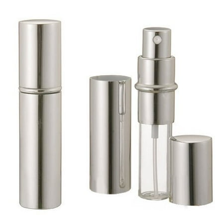 Style Perfume Bottle Grand Parfums Silver Metallic Perfume Atomizer Spray 12mL for Purse, Pocket or Travel Refillable ( 1 Bottle) ()
