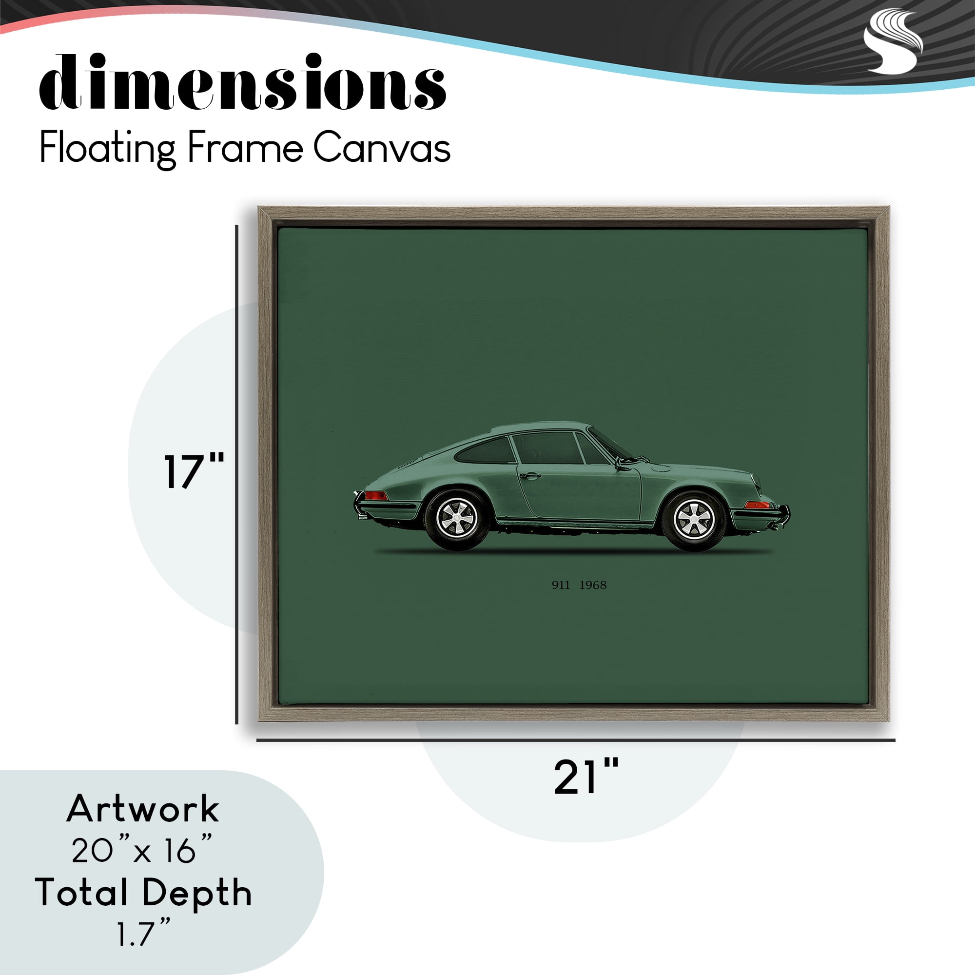 Stupell Industries Green Toned Classic Car Brown Framed Floater Canvas Wall Art, design by Mark Rogan