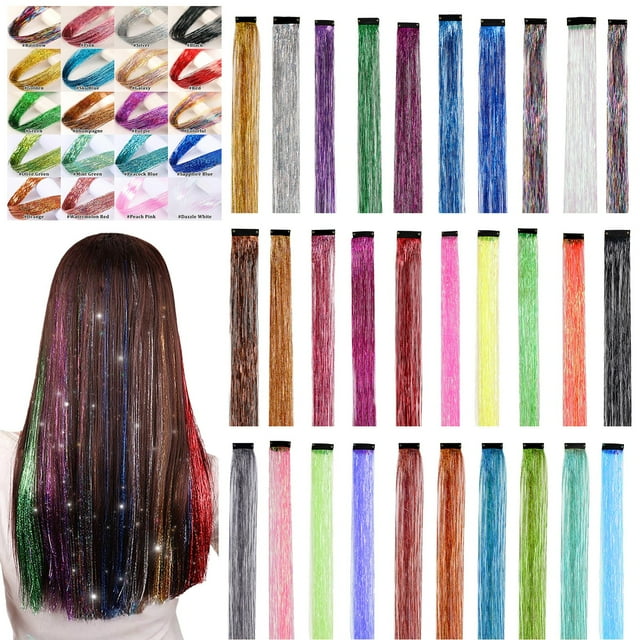 Guirlande de Cheveux, Accessoires pour Filles, Guirlande à Clipser, Guirlande à Clipser Colorée Pailletée Accessoires 20 Pouces Extensions Y Kit pour Femmes Filles Enfants