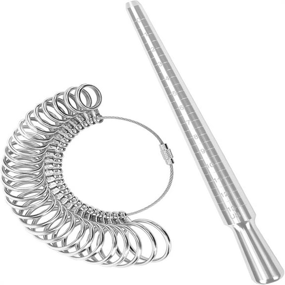 2pcs Ring Size Measuring Tool Set Metal Ring Gauges for Ring Measuring, Integrated Tapered Solid Ring Mandrel Measuring Tool for Ring Repair and Sizing, Jewelry Size Measurement