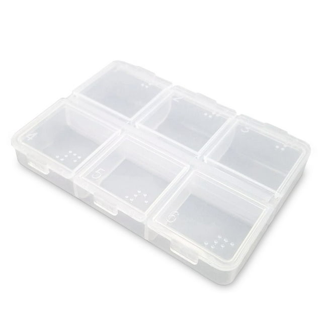 Wosthever Pastillero con 6 ranuras, dispensador de almacenamiento de plástico, joyería de viaje portátil, anillos, pendientes, contenedores de Almacenamiento y organización del hogar