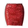 thumbnail image 1 of Faldas de mujer cortas con lentejuelas y lentejuelas para niña, falda elástica para cena, fiesta de graduación, cóctel, festival , Rojo, 1 of 7