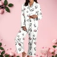 thumbnail image 2 of Satin Pajamas Women Valentines Pajamas Long Sleeve Heart Print Button down Loungewear Summer Pajamas for Women, 2 of 9