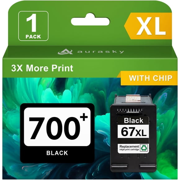 Cartucho de tinta AURASKY 67XL negro compatible con HP 67 XL negro
