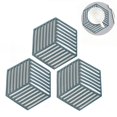 thumbnail image 2 of Posavasos de fieltro suave, 3 uds., posavasos absorbentes hexagonales, almohadilla de aislamiento térmico de silicona resistente a altas temperaturas, posavasos de té de Color sólido oso de fresa  Hogar, 2 of 3