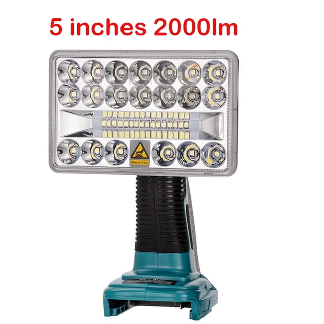 Linterna LED Inalámbrica de 5 Pulgadas 2000lm 18V Luz de Trabajo Linterna para Lámpara LED Ma*kita sin Batería USB Foco de Iluminación de Emergencia para Exteriores