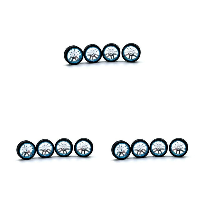 bedienty Pack of 4 1/28 Remote Control Racing Tire Wheels Rims Spare Parts Tires Blue 3Set