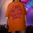 thumbnail image 3 of Elainilye Fashion Womens T Shirts Oversized T-Shirts Plus Size Slogan Graphic Drop Shoulder Short Sleeve Tops Summer Loose Tees,Orange, 3 of 9