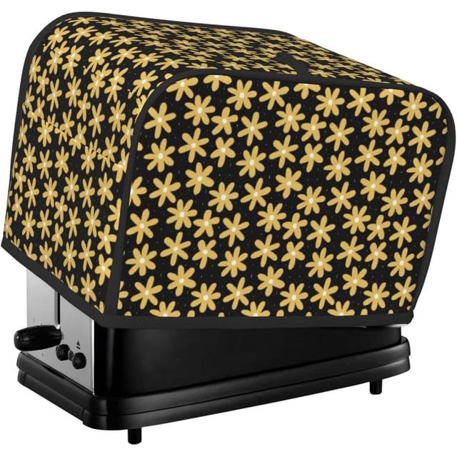 Toaster Cover 4 Slice Vintage Groovy Flowers Dustproof Bread Maker Cover Fingerprint Bakeware Protection Wide Slot Toaster Bag Reusable Kitchen Small Appliance Cover TC278