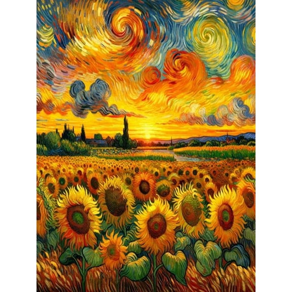 5D DIY Diamond Painting Kit (Adults) - "Sunflower" Beginner Diamond Art Kit, Full Circle Diamond Crafts, Home Wall Decor Gift