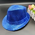 thumbnail image 2 of JanJean Mens Womens Sequins Fedoras Shining Hats Hip Hop Jazz Hats Caps Festival Carnival Costumes Blue One Size, 2 of 4