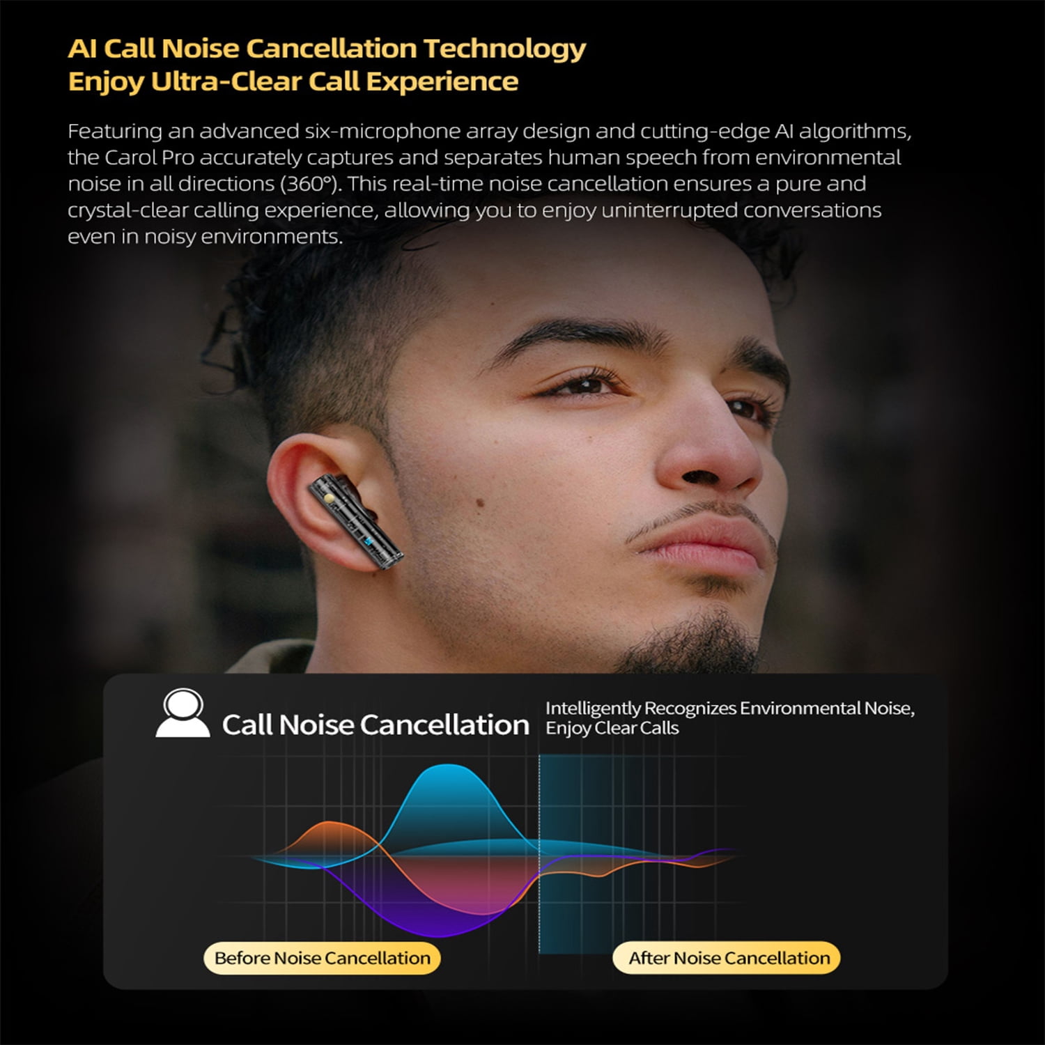 KZ Carol Pro Wireless Earbuds, Bluetooth 5.4 Headphones Stereo Ear buds Deep Bass 35H Play Time, Noise Cancelling Earphones Bluetooth Earbuds , 6HD Mics for Android iOS