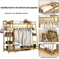 thumbnail image 3 of Perchero de Bambú con Ganchos, Perchero para Ropa, Armario, Estante Almacenamiento de Ropa para Dormitorio, Sala de Estar, Lavadero 160 * 40 * 140CM (Caqui), 3 of 7