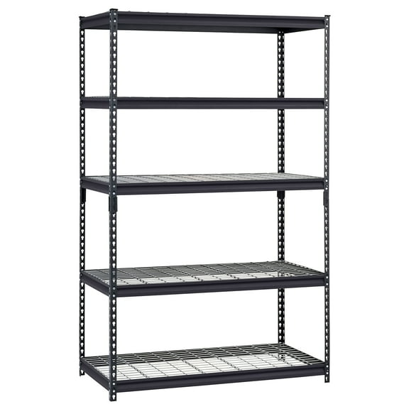 Hart 48"W x 24"D x 72"H 5-Tier Steel Shelving with Wire Decking; 4,000 lbs. Total Capacity; Black