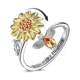 thumbnail image 1 of Anillo de girasol ajustable JM para mujer banda abierta, 1 of 5