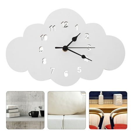 WRITWAA Cloud Shape Silent Wall Clock White for Family Home Decor 1Pack