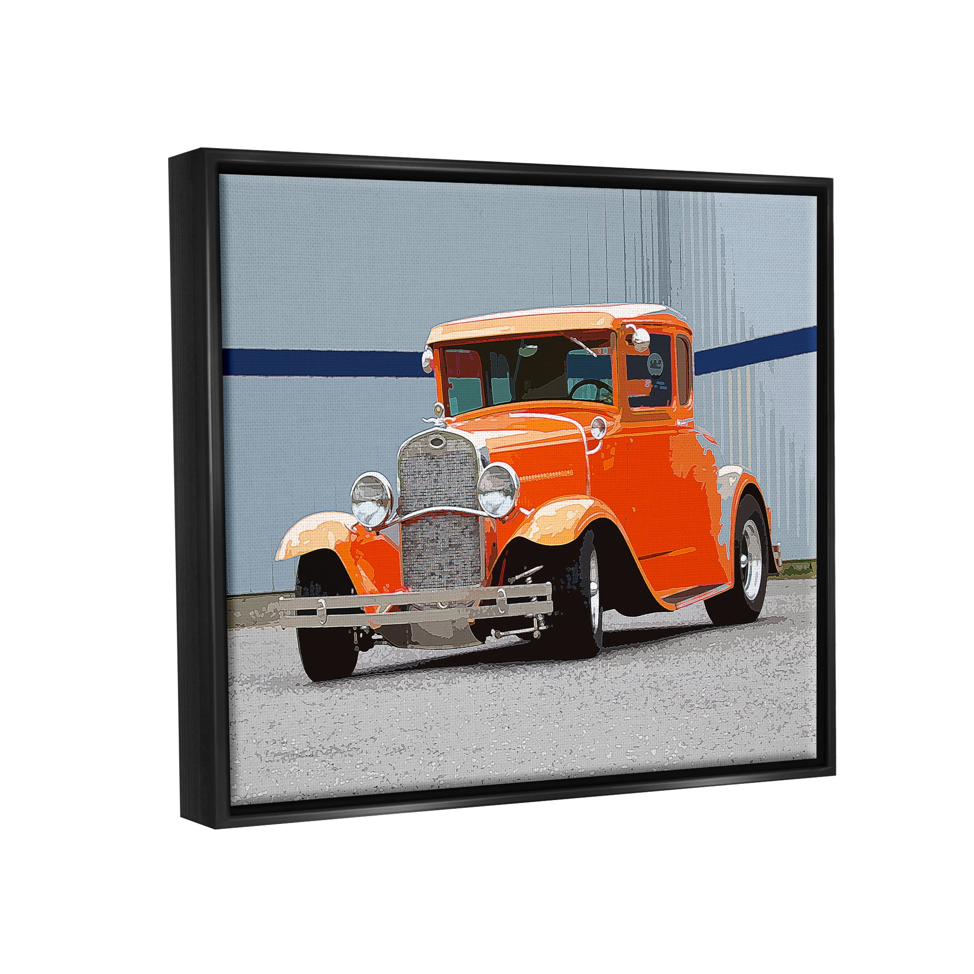 Stupell Industries Antique Orange Buggy Transportation Painting Black Floater Framed Canvas Art Print Wall Art, 31 x 25