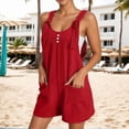 thumbnail image 2 of Gpoecd Combinaisons Décontractées d'Été pour Femmes, Chic, Sans Manches, avec Boutons devant et Shorts, Salopette à Bretelles, Combinaison pour Femmes Rouge, m, 2 of 5