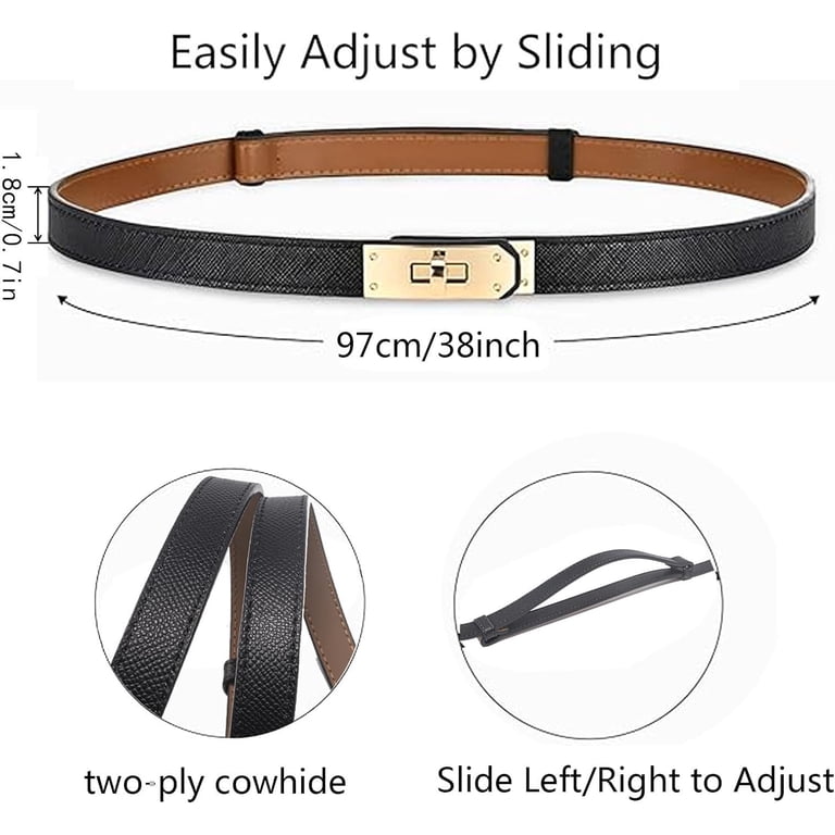 Women Skinny Leather Belt: Adjustable Thin Waist Belt for  display picture 1
