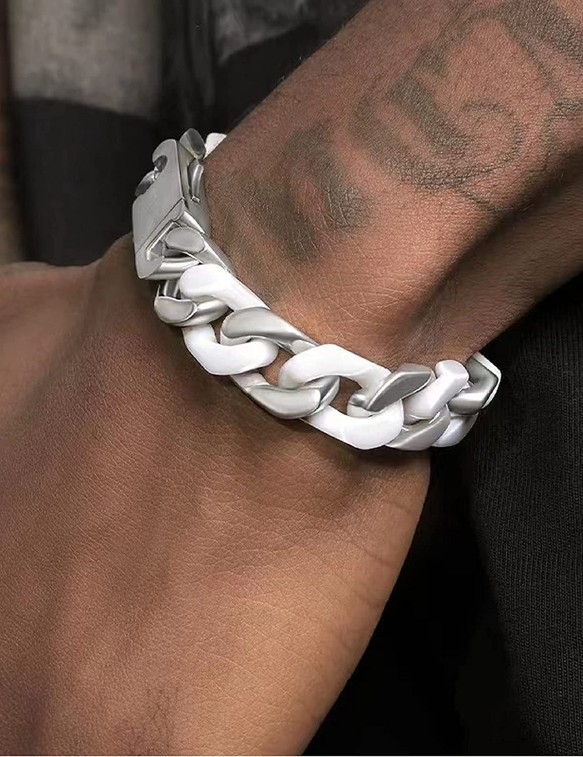 8mm Stainless Steel Cuban Link Chain and Bracelet L (8.5-9) / Silver
