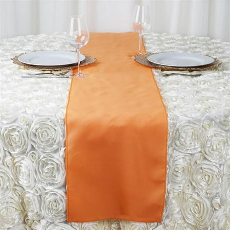 

12x108 in Orange Polyester Table Top Runner Wedding Party Linens