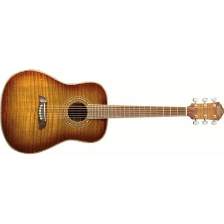 Slim Dreadnought - Oscar Schmidt OG1FYS 3/4 Size Dreadnought Acoustic Guitar (High Gloss)Flame Yellow Sunburst