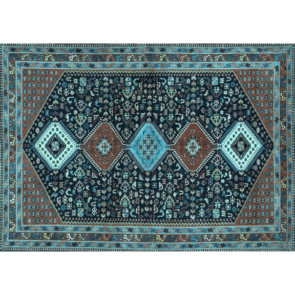 Ahgly Company Indoor Rectangle Persian Light Blue Traditional Area Rugs, 5' x 7'