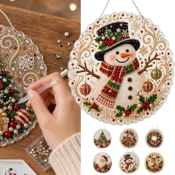 Bisitoy DIY Christmas Pearl Art Diamond Ornament Kit Hanging Decor Craft Set