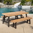 thumbnail image 3 of GDF Studio Valverde Outdoor Acacia Wood 3 Piece Picnic Set, Teak, 3 of 13