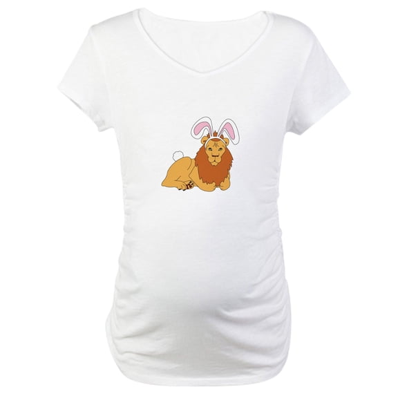 CafePress - Lion Bunny Maternity T Shirt - Cotton Maternity T-shirt, Cute & Funny Pregnancy Tee