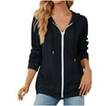 thumbnail image 4 of Lovskoo Women's Zipper Sweatshirt Hoodie with Pocket Long Sleeve Loose Jacket Outerwear Coat Navy, 4 of 7