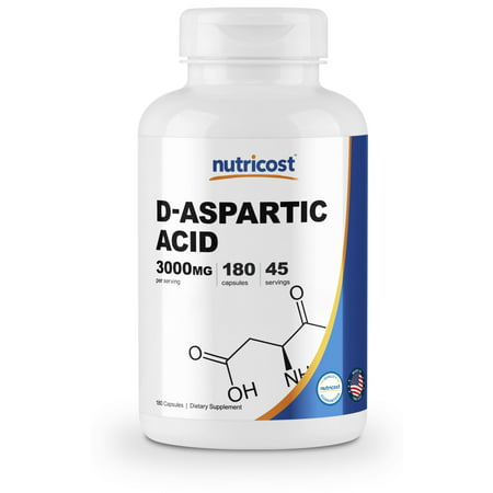 Nutricost D-Aspartic Acid 3000mg, 180 Capsules - Made in the (Best Testosterone Booster D Aspartic Acid)