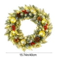 thumbnail image 3 of Pre-Lit Christmas Wreath with Pinecones & Berries – Artificial Norfolk Pine Garland with Warm Lights for Front Door, Wall & Holiday Decor, 3 of 5