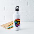 thumbnail image 5 of CafePress - Vibrant Multicolor Skull - Stainless Steel Water Bottle, Sports Bottle, 1.0L, 5 of 6