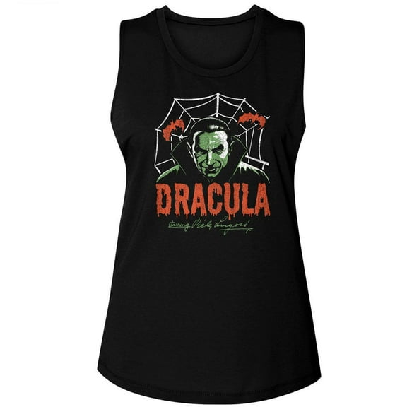 Bela Lugosi Dracula Creepy Web Black Women's Muscle Tank Top T-Shirt
