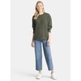 thumbnail image 4 of Time and Tru Women's and Women's Plus Crewneck Sweatshirt with Long Sleeves, Sizes XS-4X, 4 of 6