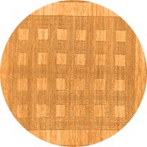 Ahgly Company Indoor Round Checkered Orange Modern Area Rugs, 8' Round