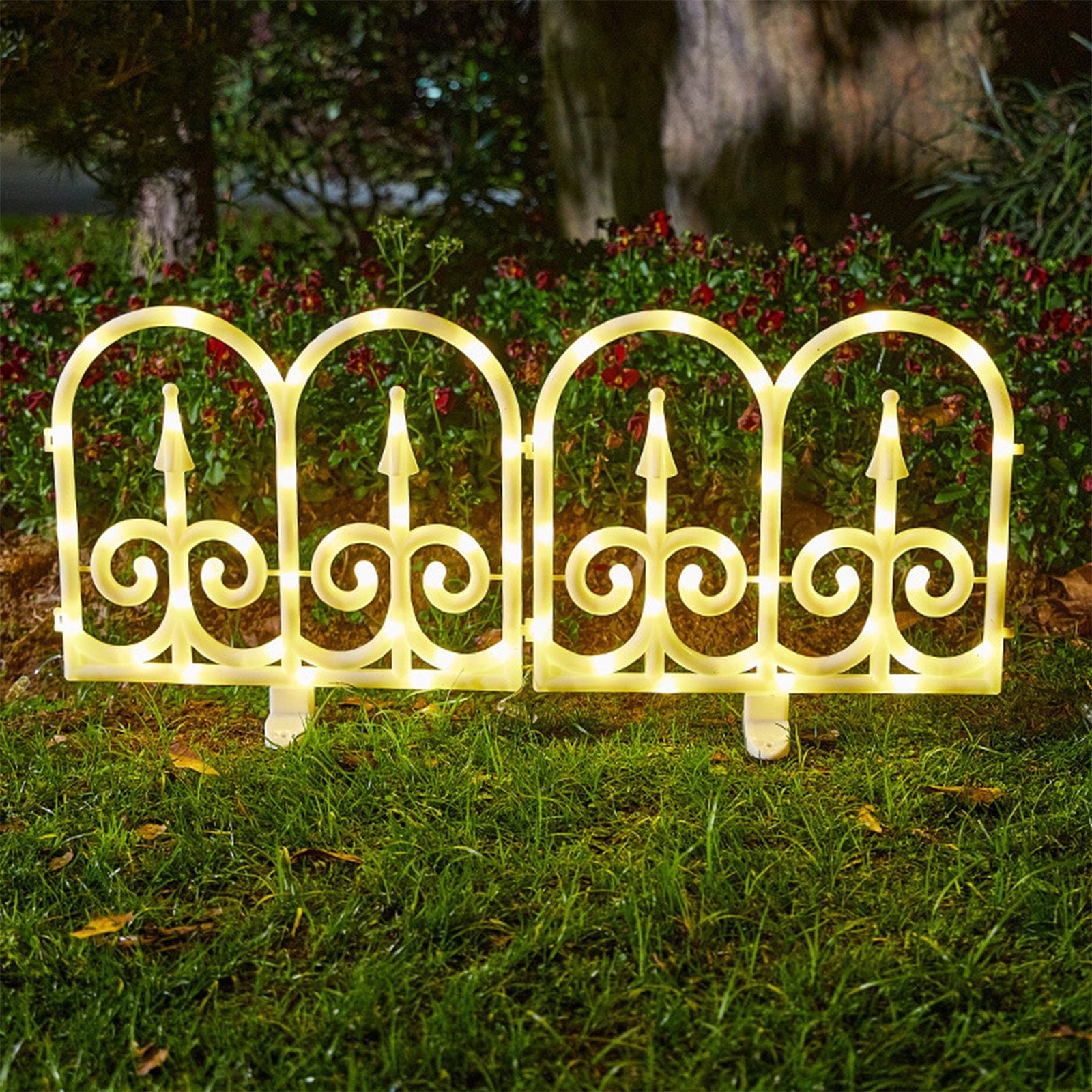 CSSAD RGB Outdoor Ground Lights, Solar Fence Lights Pathway Lights, Waterproof Walkway Lighting, Gardening Decorative Light for Yard Lawn Patio Best for Holiday Party