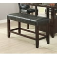 thumbnail image 6 of 6pc Counter Height Dining Set - Faux Marble Table, Black Faux Leather Chairs & Bench, Espresso Finish, 60" Rectangular Table, for Dining Room, 6 of 6