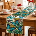thumbnail image 4 of Butterflies Flowers Cotton Linen Table Runner for Dining Kitchen, Vintage Watercolor Animal Floral Plant Wedding Outdoor Party Tablerunners, Dresser Scarf Coffee Tablecloth Runners 13x70 Inches, 4 of 8