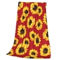 thumbnail image 3 of Bingfone Sunflowers On Red Print Flannel Fleece Blanket Throw Blanket For Bed,Sofa,Couch,Travel,Camping(60"X50"), 3 of 9