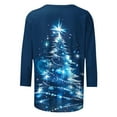 thumbnail image 4 of LEKWK Holiday T-Shirts for Women Xmas Tree Crew Neck 3/4 Sleeve Tops Christmas Holiday Graphic Tees for Women Cute Festive Tops for Women 2025, 4 of 5