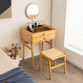 thumbnail image 4 of Costway Coiffeuse avec Miroir Réglable Table de Maquillage en Bambou 2 Tiroirs, 4 of 9