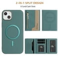 thumbnail image 3 of Dteck Magnetic Case for iPhone 14, 2 in 1 Wallet Case Detachable Card Holder, Compatible with MagSafe, Slim PU Leather RFID Blocking Credit Slots Zipper Pocket,Green, 3 of 7