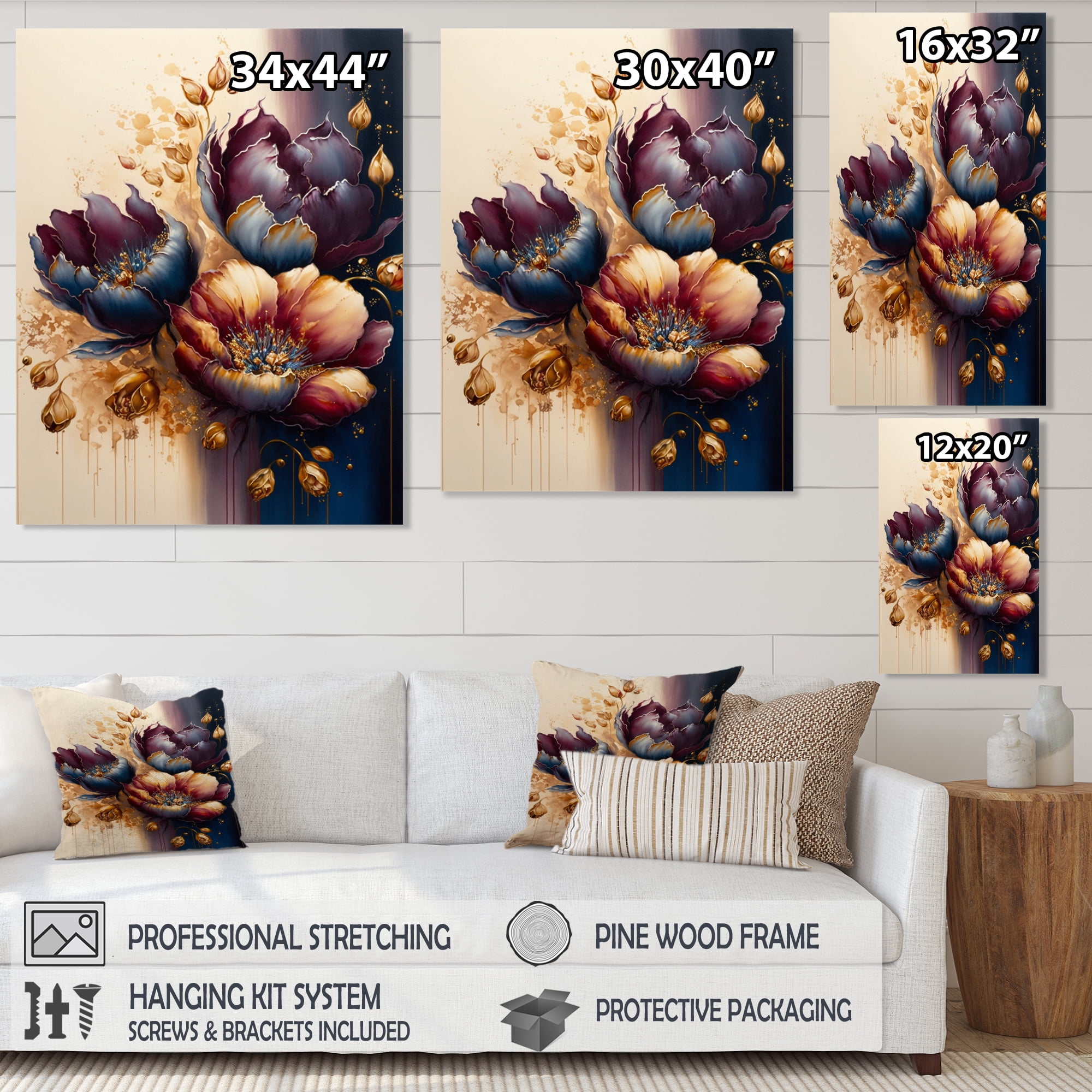 Designart Night Shade Tulip Design V Canvas Wall Art