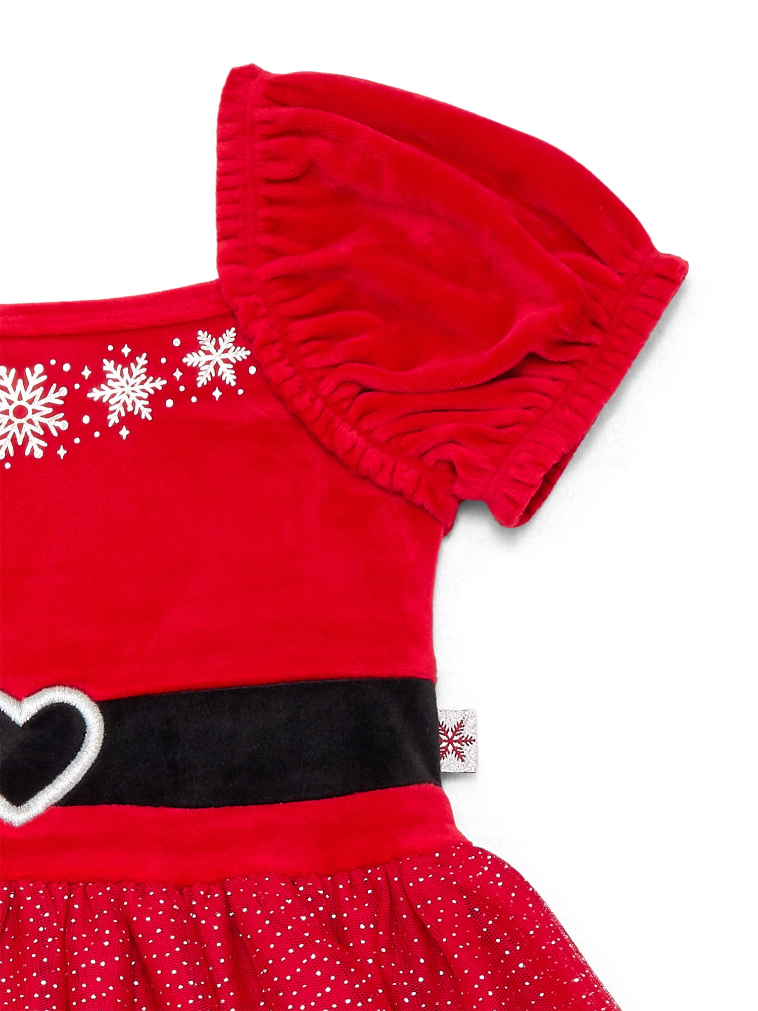Holiday Time Toddler Girls Cosplay Santa Tutu Dress with Puff Sleeves, Sizes 12M-5T