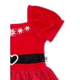 thumbnail image 2 of Holiday Time Toddler Girls Cosplay Santa Tutu Dress with Puff Sleeves, Sizes 12M-5T, 2 of 7